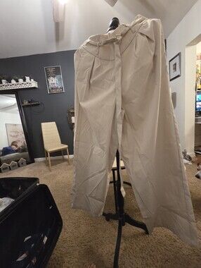 Mens  Beige Casual Trousers - Lightweight Wide-Leg Pants